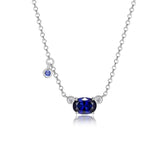 Sterling Silver Necklace with Sapphire, Diamonds and Ruby - 20"